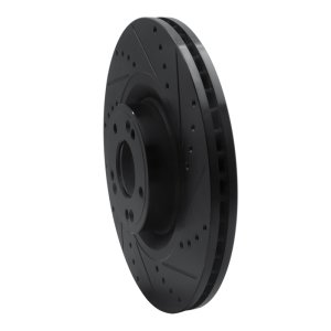 Genesis G80 Brake Rotor (1) - Front Right - R1 Concepts - Drilled & Slotted - Black - `12-`17